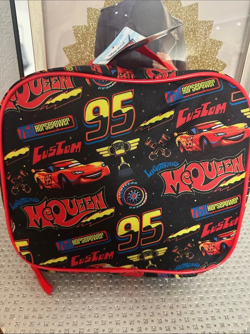 Disney Cars Lightning McQueen Black & Red Kids Lunch Bag NWT